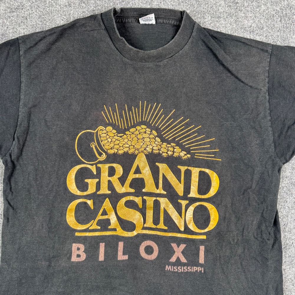 Fruit of the Loom T-Shirt Mens XL Black Grand Casino Biloxi Mississippi Graphic